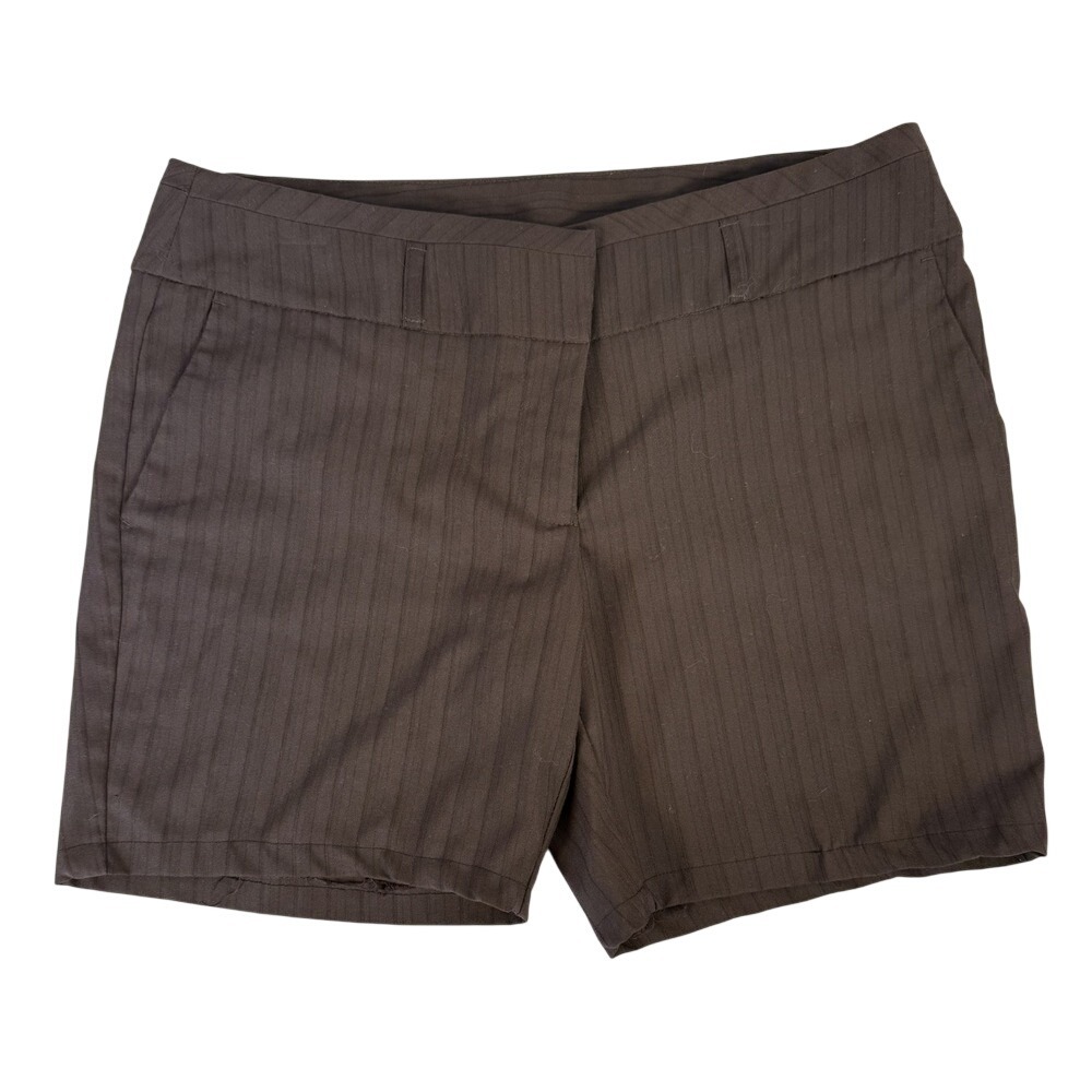 Tracy Evans Shorts Women 9 Brown‎ Pinstripe Dress Shorts Mid Rise Professional